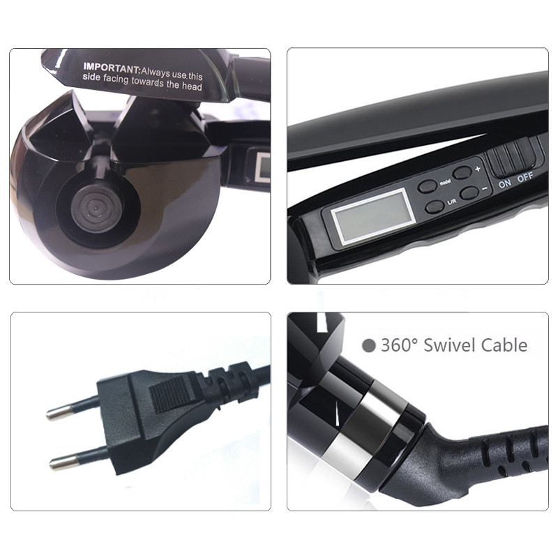 Automatinis suktukas banginis suktukas keraminis LCD greitas anti-perm suktukas tinka ilgiems ir trumpiems plaukams, mados salonas automatinis suktukas