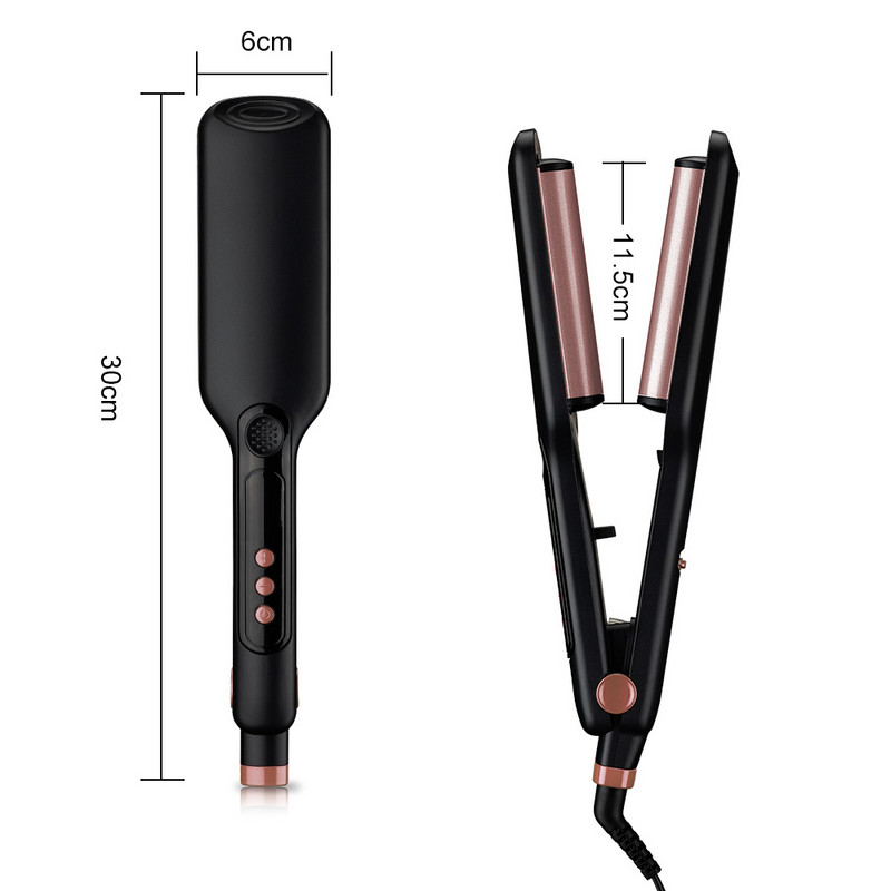 Fier de ondulare cu temperatură LCD Perm Atela pentru ondulator de păr profesional Fier de călcat de păr din ceramică Baghetă ondulată Fier de sertizare Instrumente de styling