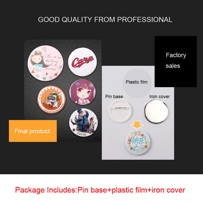 100 vnt./komplektas Plastikinis tuščias ženkliuko smeigtuko mygtuko dalys Drabužių reikmenys Ženkliuko mygtuko „pasidaryk pats“ amatų reikmenys, medžiagos 25/32/37/44/50/56/58/75MM