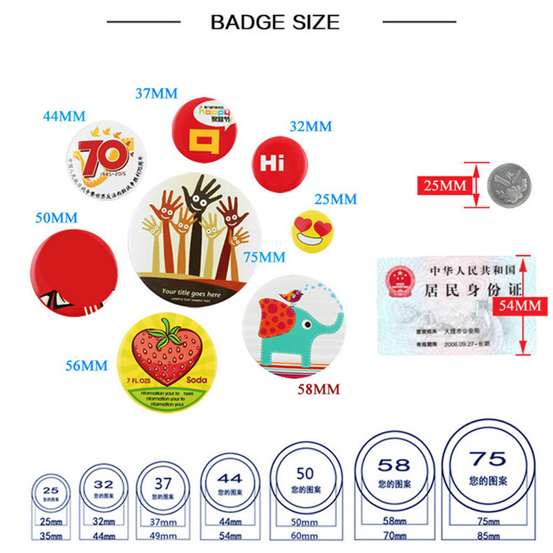 2023 NAUJI 100 Vnt. metaliniai mygtukų kaiščiai tuščių mygtukų ženkliukų dalių gamintojas значки набор 25MM/32MM/37MM/44MM/50MM/56MM/58MM/75MM