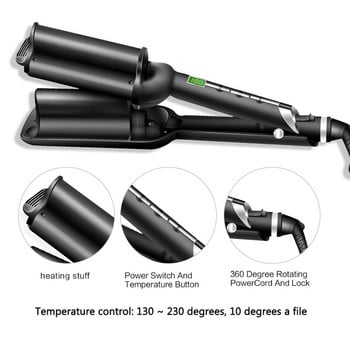 GHD Deep Wave 32MM Маша за коса Маша с три тръби Curler Pro Маша за коса за салон и дома Керамична пръчка за къдрене Curl Bar