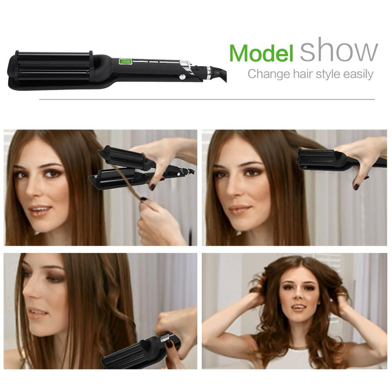 GHD Deep Wave 32MM plaukų garbanojimo lygintuvai trijų vamzdelių „Curler Pro“ plaukų garbanojimo geležis, skirta salonams ir namams Keraminė garbanojimo lazdelė