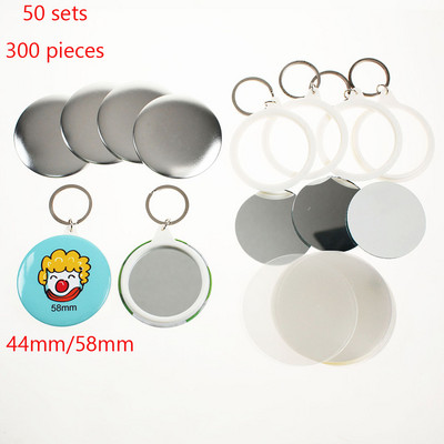 2022 New 50 sets Key Ring Mirror Blank Badge Button Pins Blank DIY Crafts Parts Maker 50pcs 44/58mm