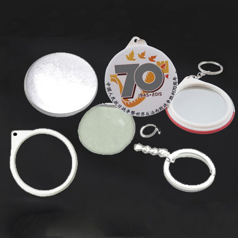 2022 m. Nauji 50 rinkinių Raktų pakabukas Veidrodis Tuščias Ženkliuko Mygtuko Smeigtukai Tuščias „Pasidaryk pats“ amatų dalių gamintojas 50 vnt. 44/58 mm