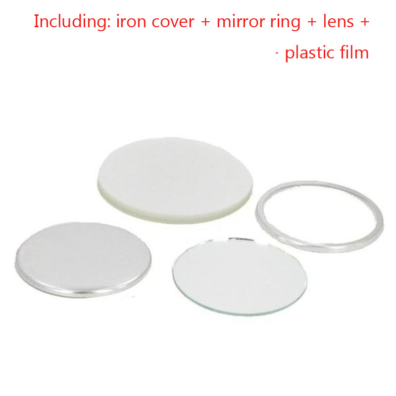 2022 m. naujas 100 rinkinių 58 / 75 mm veidrodis, nešiojamas veidrodžio ženklelio mygtukas, tiekia pagrindines dalis medžiagų, profesionalių mygtukų gamintojas