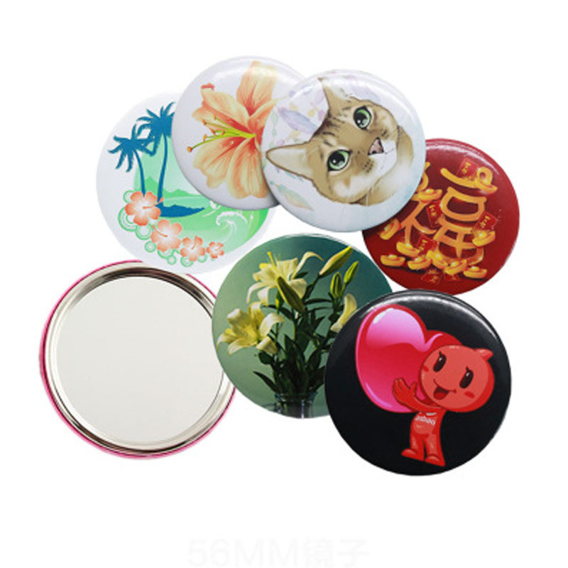 2022 m. naujas 100 rinkinių 58 / 75 mm veidrodis, nešiojamas veidrodžio ženklelio mygtukas, tiekia pagrindines dalis medžiagų, profesionalių mygtukų gamintojas