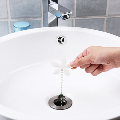 Sewer Hair Cleaner Small Flower Chain Kitchen Sink Pipe Cleaning Hook Bathroom Anti-Blocking Dredger