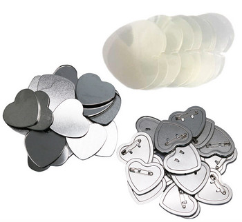Форма на сърце 57x52 mm Пълни 100 комплекта Материали за доставка на метални бутони с щифтове за НОВ професионален производител на копчета с изцяло стоманени значки