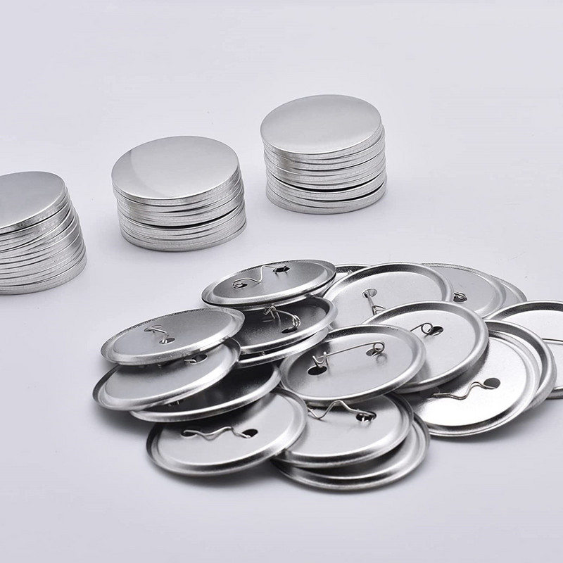 100 vnt. tuščių ženkliukų mygtukų gaminimo dalys, plastikinių / metalinių ženklelių „pasidaryk pats“ rinkinys, 25–75 mm mygtukų dalių ženkliukų kaiščio presavimo mašinos reikmenys