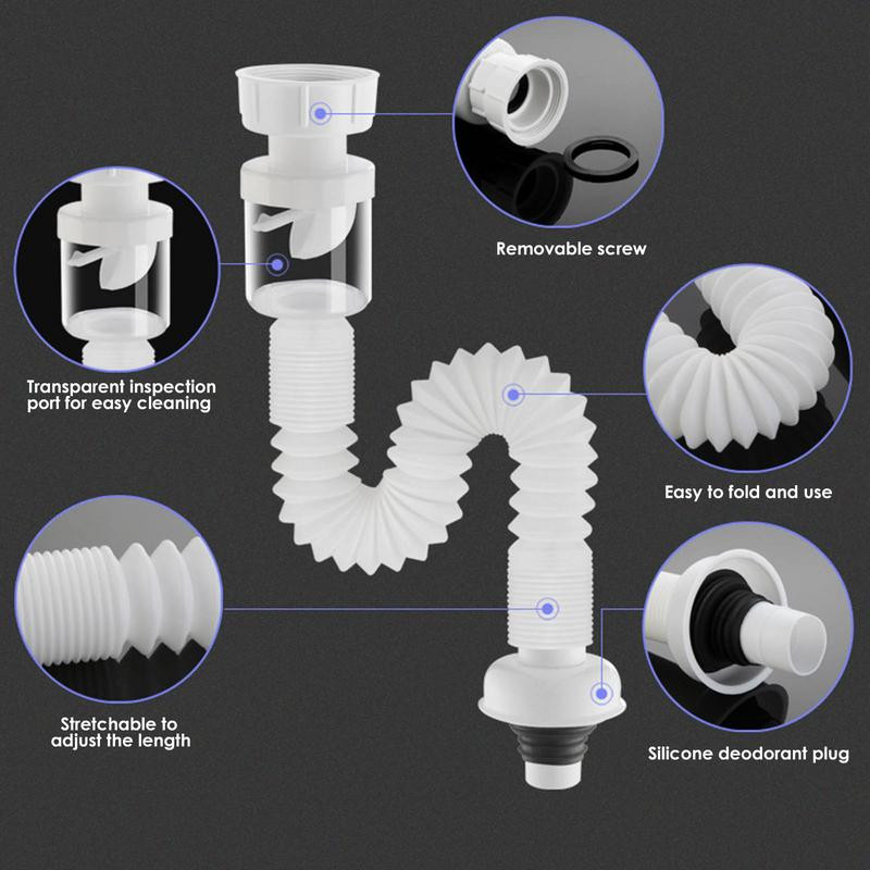 Valamu äravoolutoru Sissetõmmatav kanalisatsiooni äravoolu veevoolik Paindlik kraanikauss äravoolutoru Vannitoa köögitarvikud