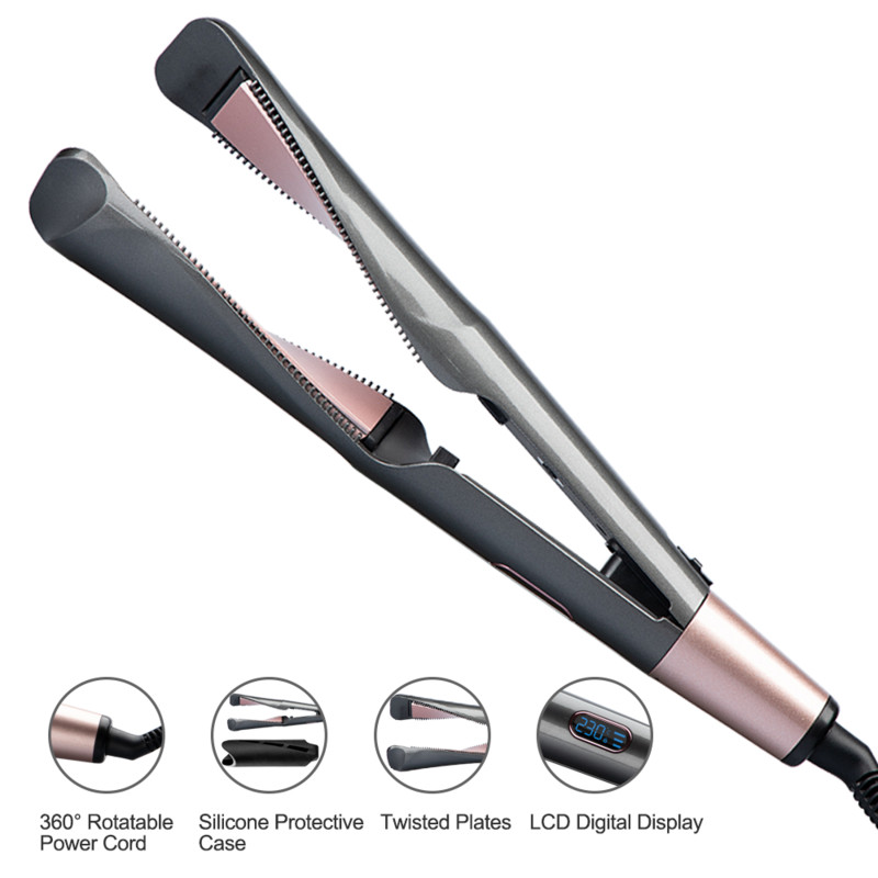 Ισιωτικό και μπούκλα μαλλιών 2 σε 1 περιστροφικό ίσιωμα σίδερο για μπούκλες Επαγγελματικό σίδερο για μπούκλες αρνητικού ιόντος με ρυθμιζόμενη θερμοκρασία
