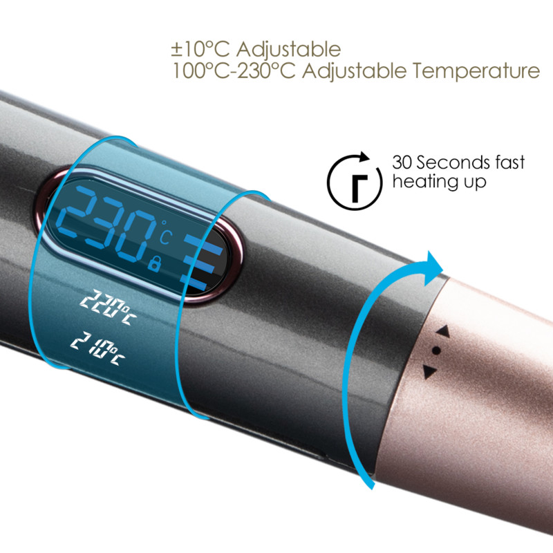 Ισιωτικό και μπούκλα μαλλιών 2 σε 1 περιστροφικό ίσιωμα σίδερο για μπούκλες Επαγγελματικό σίδερο για μπούκλες αρνητικού ιόντος με ρυθμιζόμενη θερμοκρασία