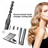 1 set ondulator de păr electric Fashion 6 în 1 set de tuburi de schimb turmalină din ceramică Kit universal eficient de ondulare