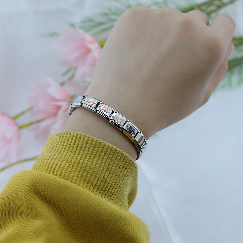 Hapiship Νέο Γνήσιο Daisy Flower Fish Palm Ψηλοτάκουνα Charm Italian Link Fit 9mm βραχιόλι Ανοξείδωτα κοσμήματα κατασκευή DJ595