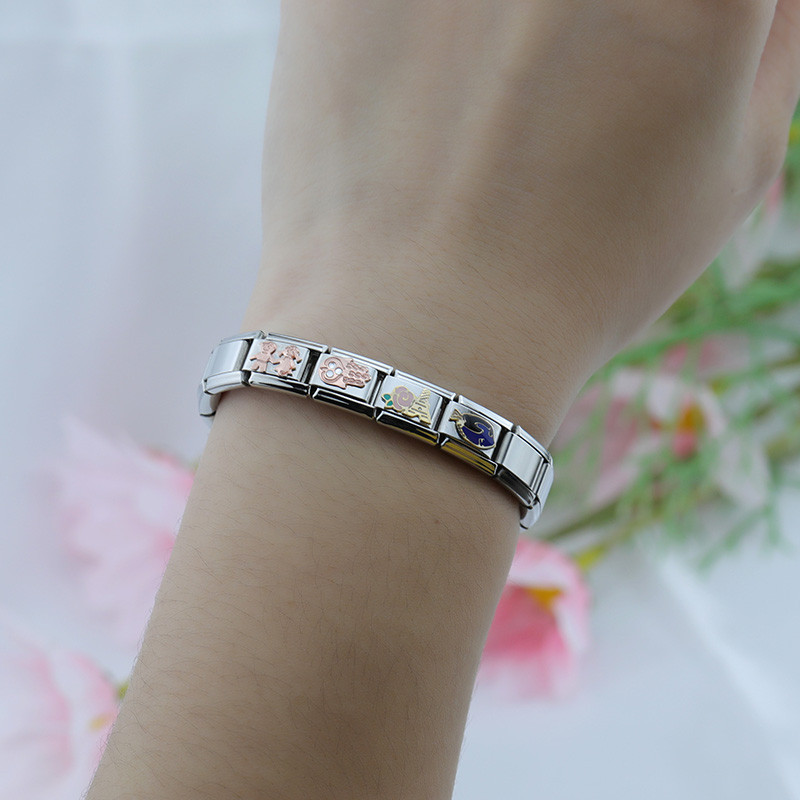 Hapiship Νέο Γνήσιο Daisy Flower Fish Palm Ψηλοτάκουνα Charm Italian Link Fit 9mm βραχιόλι Ανοξείδωτα κοσμήματα κατασκευή DJ595