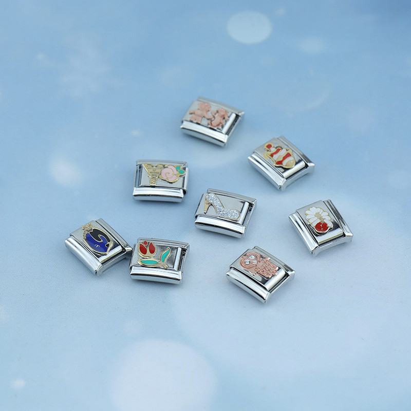 Hapiship Νέο Γνήσιο Daisy Flower Fish Palm Ψηλοτάκουνα Charm Italian Link Fit 9mm βραχιόλι Ανοξείδωτα κοσμήματα κατασκευή DJ595