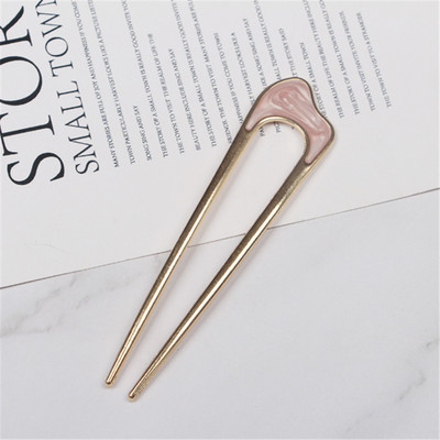 Μεταλλικά μπαστούνια μαλλιών για γυναίκες Shell Καρφίτσες με κλιπ μαλλιών Μινιμαλιστικό σχήμα U για κορίτσια Φουρκέτες Hair Bun maker Headwear