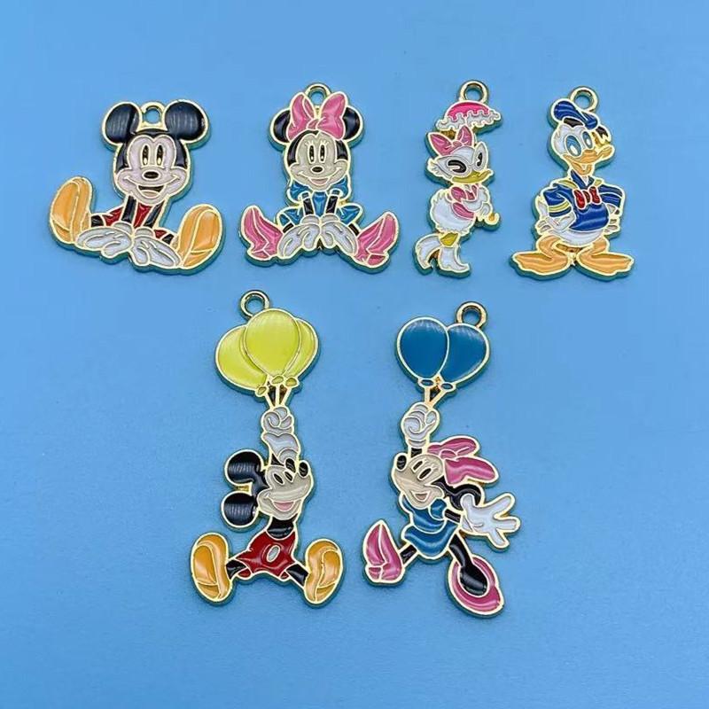 10τμχ Γούρια κινουμένων σχεδίων Κράμα μεταλλικό σμάλτο Γούρι ζώων κρεμαστό βραχιόλι σκουλαρίκια Κολιέ Μπρελόκ Αξεσουάρ κοσμημάτων