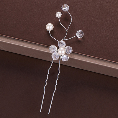 Mados Sidabro spalvos Dizainas Galvos papuošalai Perlai Kalnų krištolas Plaukų segtukai Krištoliniai Nuotakos Plaukų Priedai Moteriški Vestuviniai Plaukų segtukai