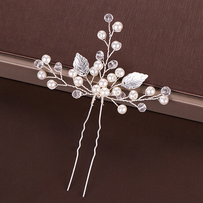 Mados Sidabro spalvos Dizainas Galvos papuošalai Perlai Kalnų krištolas Plaukų segtukai Krištoliniai Nuotakos Plaukų Priedai Moteriški Vestuviniai Plaukų segtukai