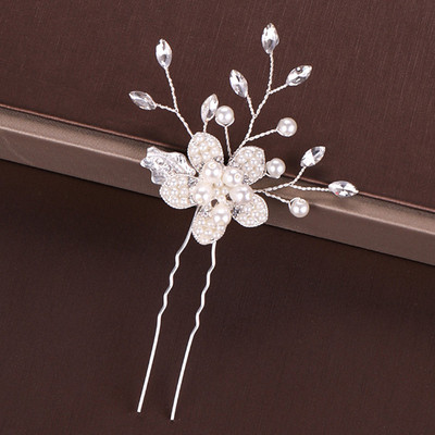 Mados Sidabro spalvos Dizainas Galvos papuošalai Perlai Kalnų krištolas Plaukų segtukai Krištoliniai Nuotakos Plaukų Priedai Moteriški Vestuviniai Plaukų segtukai