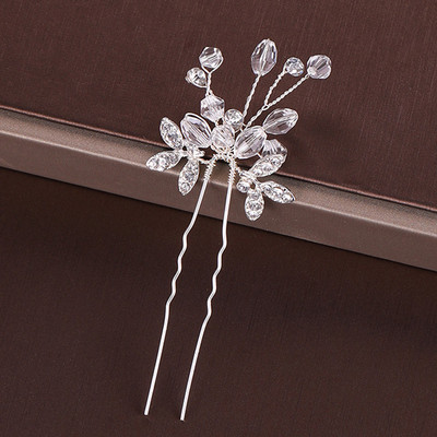 Mados Sidabro spalvos Dizainas Galvos papuošalai Perlai Kalnų krištolas Plaukų segtukai Krištoliniai Nuotakos Plaukų Priedai Moteriški Vestuviniai Plaukų segtukai