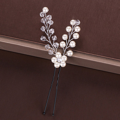 Mados Sidabro spalvos Dizainas Galvos papuošalai Perlai Kalnų krištolas Plaukų segtukai Krištoliniai Nuotakos Plaukų Priedai Moteriški Vestuviniai Plaukų segtukai