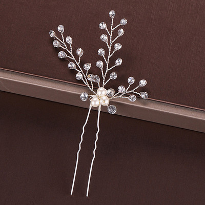 Mados Sidabro spalvos Dizainas Galvos papuošalai Perlai Kalnų krištolas Plaukų segtukai Krištoliniai Nuotakos Plaukų Priedai Moteriški Vestuviniai Plaukų segtukai
