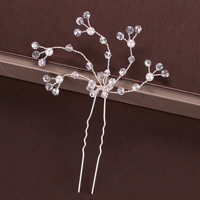 Mados Sidabro spalvos Dizainas Galvos papuošalai Perlai Kalnų krištolas Plaukų segtukai Krištoliniai Nuotakos Plaukų Priedai Moteriški Vestuviniai Plaukų segtukai