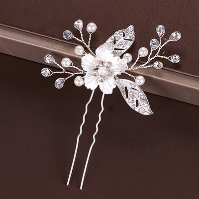 Mados Sidabro spalvos Dizainas Galvos papuošalai Perlai Kalnų krištolas Plaukų segtukai Krištoliniai Nuotakos Plaukų Priedai Moteriški Vestuviniai Plaukų segtukai