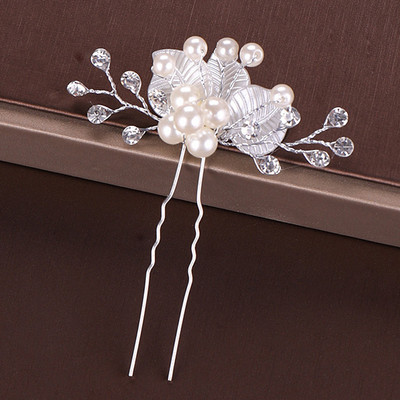 Mados Sidabro spalvos Dizainas Galvos papuošalai Perlai Kalnų krištolas Plaukų segtukai Krištoliniai Nuotakos Plaukų Priedai Moteriški Vestuviniai Plaukų segtukai