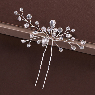 Mados Sidabro spalvos Dizainas Galvos papuošalai Perlai Kalnų krištolas Plaukų segtukai Krištoliniai Nuotakos Plaukų Priedai Moteriški Vestuviniai Plaukų segtukai