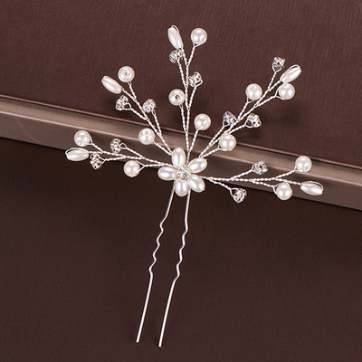 Mados Sidabro spalvos Dizainas Galvos papuošalai Perlai Kalnų krištolas Plaukų segtukai Krištoliniai Nuotakos Plaukų Priedai Moteriški Vestuviniai Plaukų segtukai