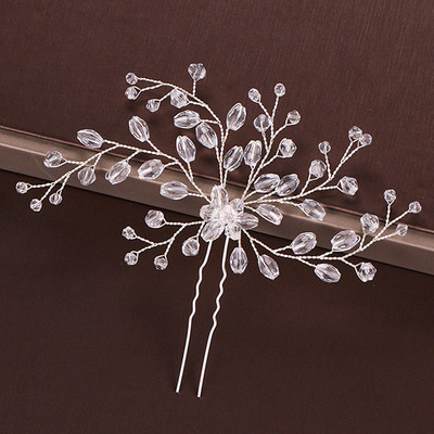 Mados Sidabro spalvos Dizainas Galvos papuošalai Perlai Kalnų krištolas Plaukų segtukai Krištoliniai Nuotakos Plaukų Priedai Moteriški Vestuviniai Plaukų segtukai