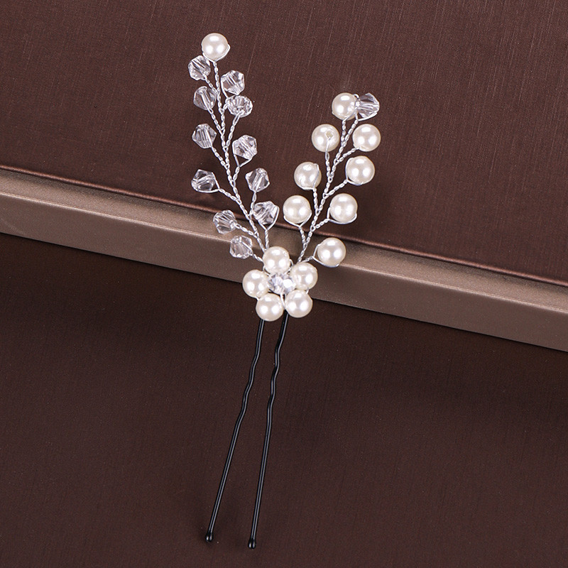 Mados Sidabro spalvos Dizainas Galvos papuošalai Perlai Kalnų krištolas Plaukų segtukai Krištoliniai Nuotakos Plaukų Priedai Moteriški Vestuviniai Plaukų segtukai