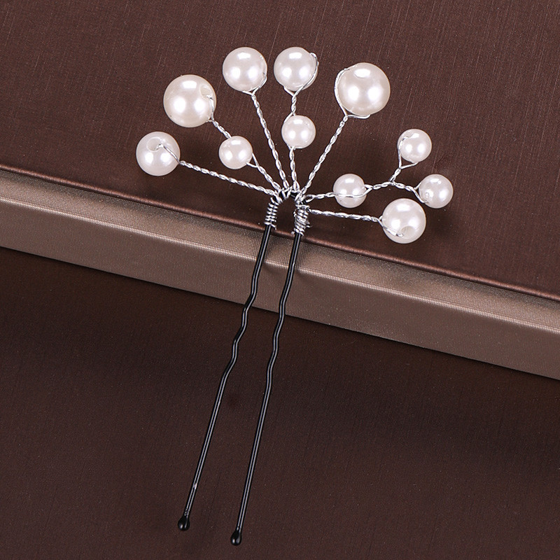 Mados Sidabro spalvos Dizainas Galvos papuošalai Perlai Kalnų krištolas Plaukų segtukai Krištoliniai Nuotakos Plaukų Priedai Moteriški Vestuviniai Plaukų segtukai