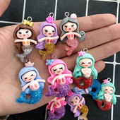 10db aranyos gyanta sellő fülbevaló bűbáj Kawaii lapos hátú állat fülbevaló kulcstartó nyaklánc medál barkács ékszer kiegészítő D90