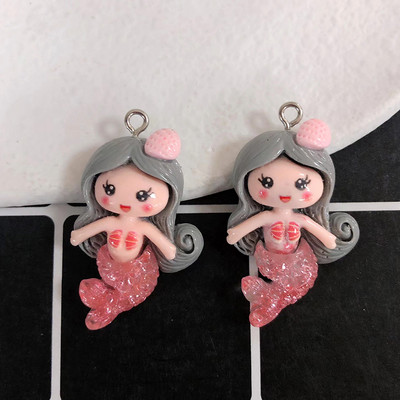 10db aranyos gyanta sellő fülbevaló bűbáj Kawaii lapos hátú állat fülbevaló kulcstartó nyaklánc medál barkács ékszer kiegészítő D90