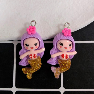 10db aranyos gyanta sellő fülbevaló bűbáj Kawaii lapos hátú állat fülbevaló kulcstartó nyaklánc medál barkács ékszer kiegészítő D90