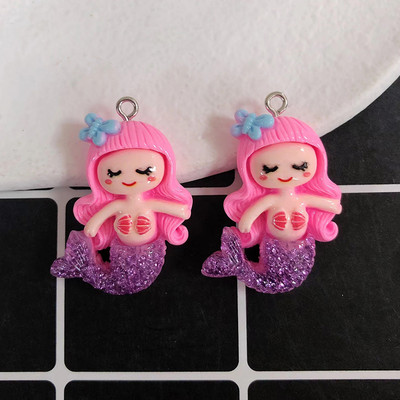 10db aranyos gyanta sellő fülbevaló bűbáj Kawaii lapos hátú állat fülbevaló kulcstartó nyaklánc medál barkács ékszer kiegészítő D90
