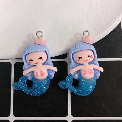 10db aranyos gyanta sellő fülbevaló bűbáj Kawaii lapos hátú állat fülbevaló kulcstartó nyaklánc medál barkács ékszer kiegészítő D90