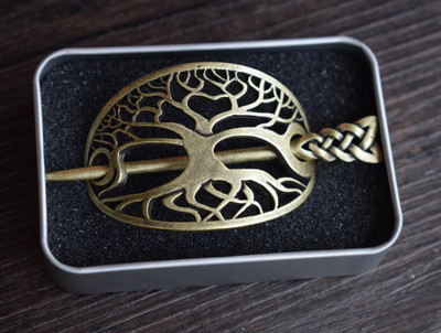 4,9*7 cm wicca Viking életfa Hajtűk Hajcsat Stick Slide Kiegészítők ajándék neki