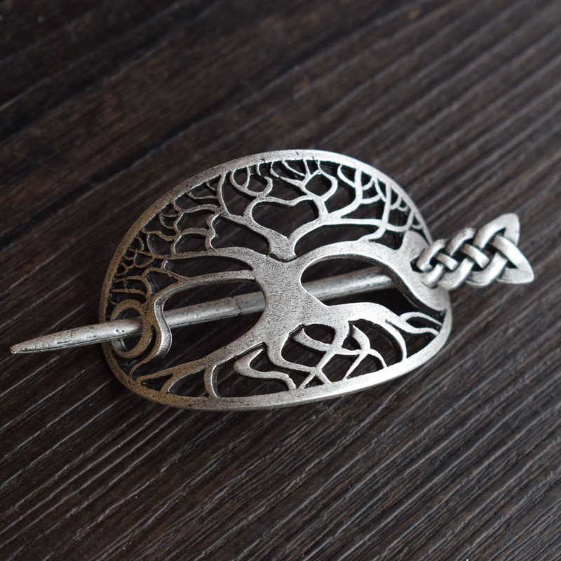 4,9*7 cm wicca Viking életfa Hajtűk Hajcsat Stick Slide Kiegészítők ajándék neki