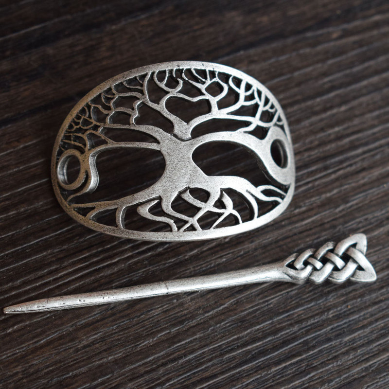 4,9*7 cm wicca Viking életfa Hajtűk Hajcsat Stick Slide Kiegészítők ajándék neki