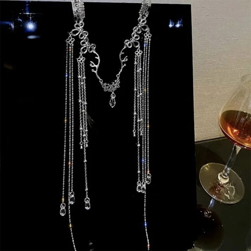 Elegantné trblietavé kamienky s dlhým strapcom, vlasové doplnky s kvapkou vody, krištáľové retro vlasové pásky pre ženy v čínskom štýle, vianočné doplnky