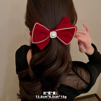 Fundă mare ciucuri cu strasuri Agrafe de păr din satin Agrafe de nuntă Agrafe de păr coreeane Accesorii pentru cleme de păr pentru femei