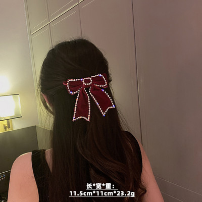 Fundă mare ciucuri cu strasuri Agrafe de păr din satin Agrafe de nuntă Agrafe de păr coreeane Accesorii pentru cleme de păr pentru femei