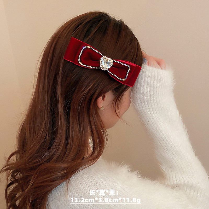 Fundă mare ciucuri cu strasuri Agrafe de păr din satin Agrafe de nuntă Agrafe de păr coreeane Accesorii pentru cleme de păr pentru femei