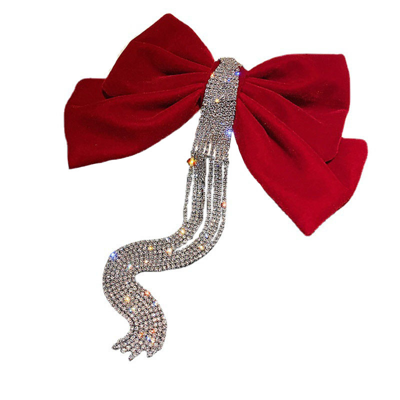 Fundă mare ciucuri cu strasuri Agrafe de păr din satin Agrafe de nuntă Agrafe de păr coreeane Accesorii pentru cleme de păr pentru femei