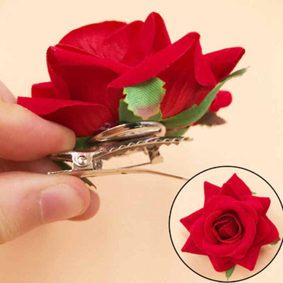 Menyasszonyi fejdísz Hajcsat Flanel Rose Big Flower Hajkiegészítők Hajcsat Szövet Menyasszonyi hajkiegészítők Hajcsat
